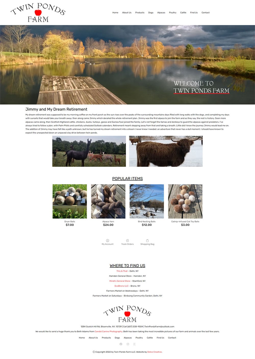 Twin Ponds Farm Website