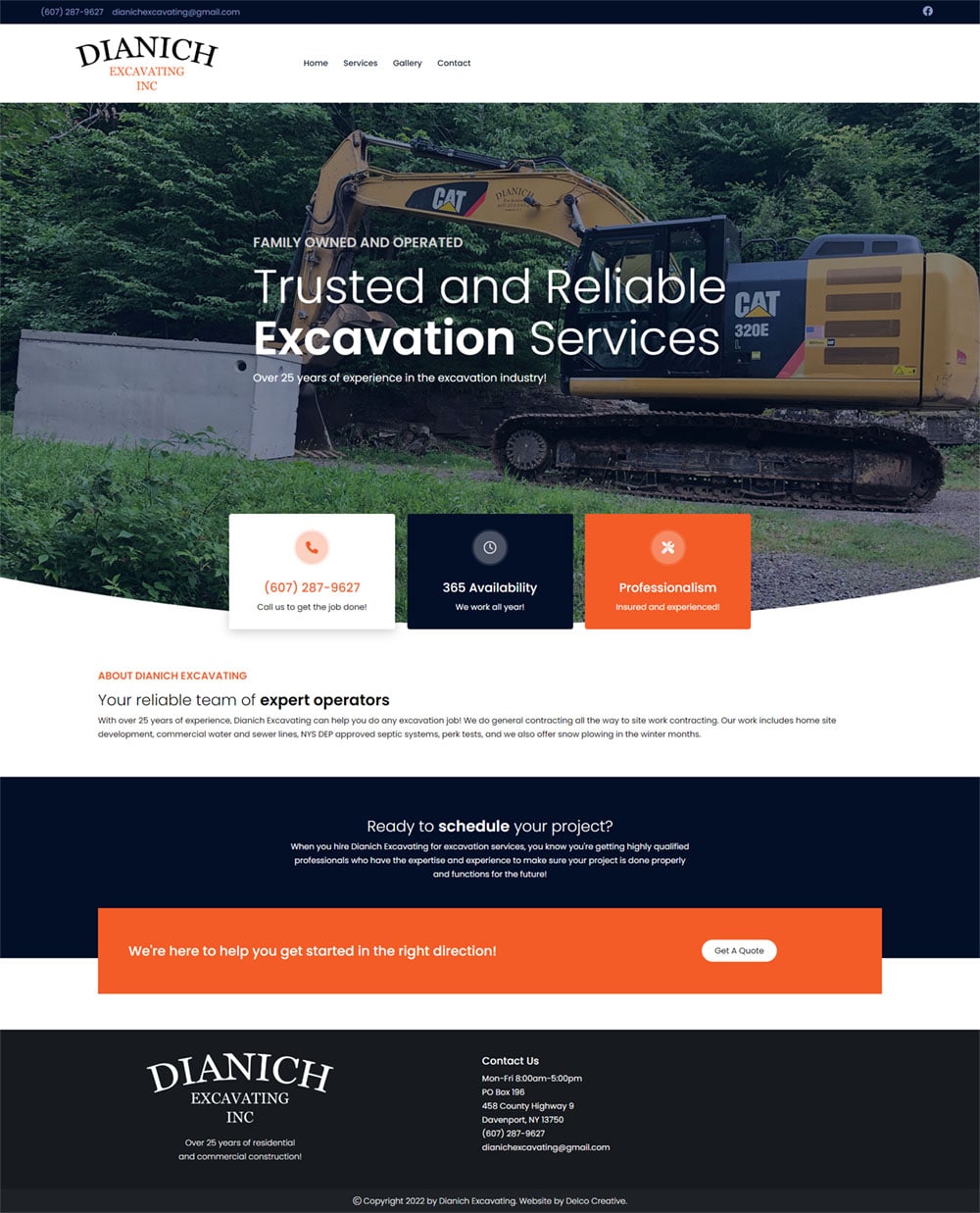Dianich Excavating Website
