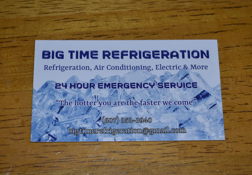 big time refrigeration business cards