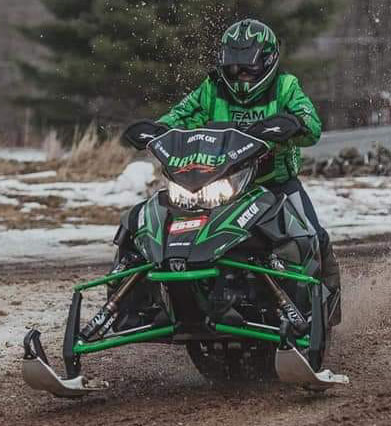 haynes racing green decal on snowmobile